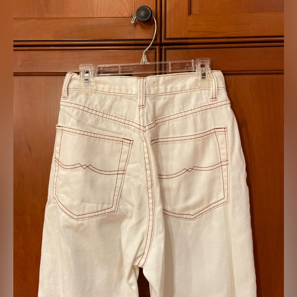 Verge Girl Denim - Verge Girl White Cowboy Jeans, Brown Detailing | VRG GRL Size US 4